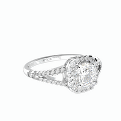 1.00 CT Round Brilliant Cut Halo 18K Lab Grown Diamond Ring for Women