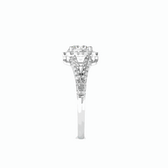 1.00 CT Round Brilliant Cut Halo 18K Lab Grown Diamond Ring for Women