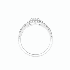 1,00 Karat runder Halo-Diamantring im Brillantschliff 18 Karat im Labor gezüchtet für Damen