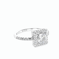 1.00 TCW Round Brilliant Cut Halo 18K Lab Grown Diamond Ring for Women