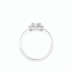 1.00 TCW Round Brilliant Cut Halo 18K Lab Grown Diamond Ring for Women