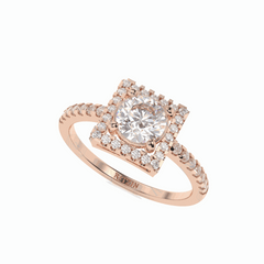 1.00 TCW Round Brilliant Cut Halo 18K Lab Grown Diamond Ring for Women