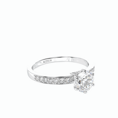 1.00 TCW Round Brilliant Cut Solitaire With Accents 18K Lab Grown Diamond Ring for Women