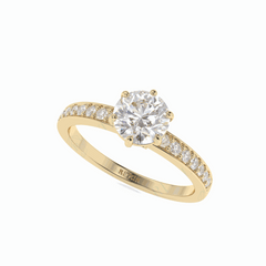 1.00 TCW Round Brilliant Cut Solitaire With Accents 18K Lab Grown Diamond Ring for Women