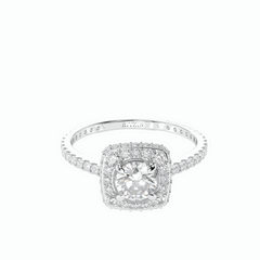 1.50 TCW Round Brilliant Cut Halo 18K Lab Grown Diamond Ring for Women