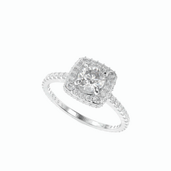 1.50 TCW Round Brilliant Cut Halo 18K Lab Grown Diamond Ring for Women