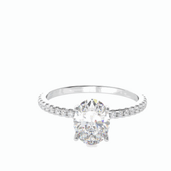 1.50 TCW Oval Cut Solitaire With Accents 18K Lab Grown Diamond Ring for Women