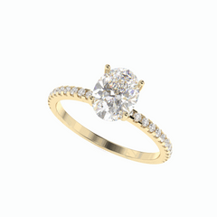 1.50 TCW Oval Cut Solitaire With Accents 18K Lab Grown Diamond Ring for Women