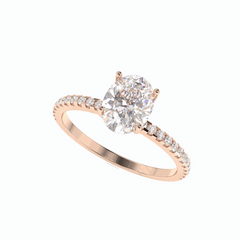 1.50 TCW Oval Cut Solitaire With Accents 18K Lab Grown Diamond Ring for Women