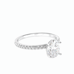 1.50 TCW Oval Cut Solitaire With Accents 18K Lab Grown Diamond Ring for Women