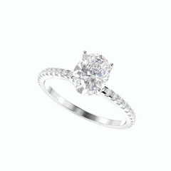 1.50 TCW Oval Cut Solitaire With Accents 18K Lab Grown Diamond Ring for Women