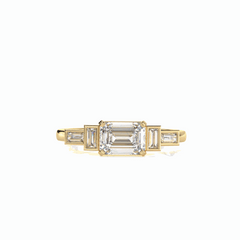 1.50 TCW Emerald Cut 5 Stone 18K Lab Grown Diamond Ring for Women