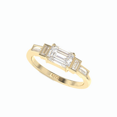 1.50 TCW Emerald Cut 5 Stone 18K Lab Grown Diamond Ring for Women