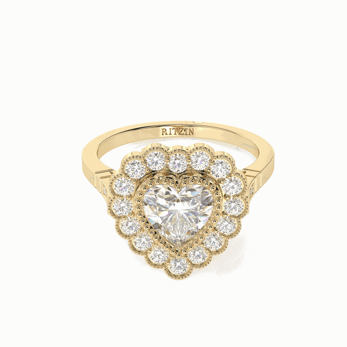 2 TCW Herzschliff Halo 18K Lab Grown Diamantring für Damen