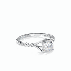 1.00 CT Princess Cut Split Shank 18K Lab Grown Diamond Ring for Women