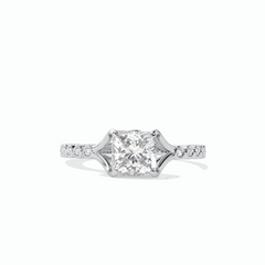 1.00 CT Princess Cut Split Shank 18K Lab Grown Diamond Ring for Women