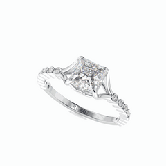 1.00 CT Princess Cut Split Shank 18K Lab Grown Diamond Ring for Women