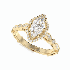 1,00 Karat Marquiseschliff Halo 18K Lab Grown Diamantring für Damen