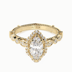 1.00 CT Marquise Cut Halo 18K Lab Grown Diamond Ring for Women