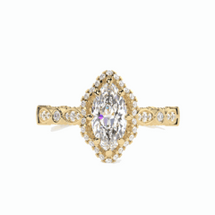 1.00 CT Marquise Cut Halo 18K Lab Grown Diamond Ring for Women