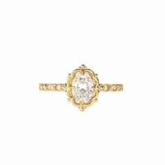 0.80 TCW Oval Cut Solitaire With Accents 18K Lab Grown Diamond Ring for Women