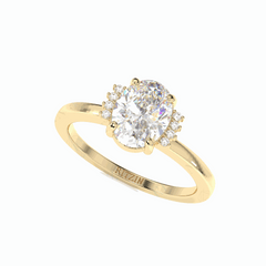 1.50 TCW Oval Cut Cluster 18K Lab Grown Diamond Ring for Women