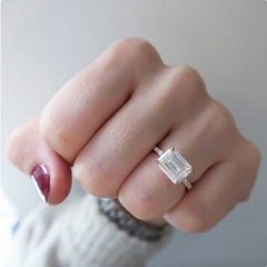 11X9MM Emerald Cut Engagement Ring East West Engagement Ring